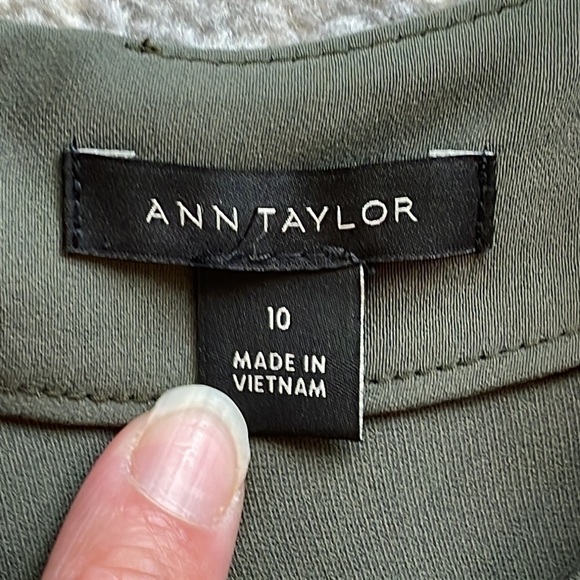 Ann Taylor Green Shift T Shirt Dress with Blue Side Stripe Lagenlook Sz 10 - Picture 8 of 13